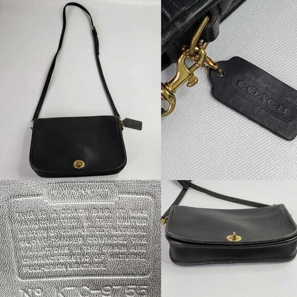 Coach Handbags - Coach Vintage 9755 Leather Penny Pocket Purse Crossbody Bag Black USA